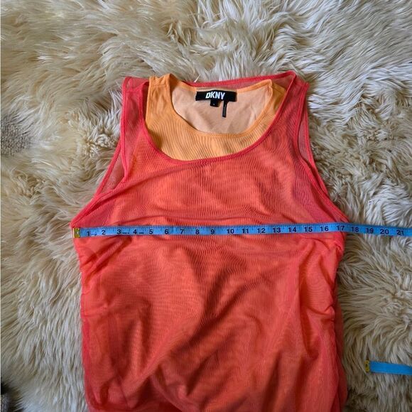 DKNY Orange Mesh Detail Crewneck Sleeveless Tank Top Large - Picture 6 of 6